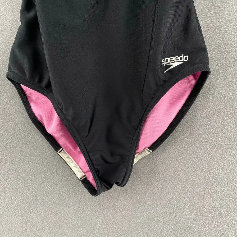 Speedo Black One Piece Swimsuit Girls 12‎ Cross Back Straps